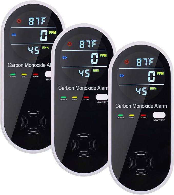 3-in-1 Carbon Monoxide Detectors, Portable Carbon Monoxide Detector for Travel with Temperature & Humidity Display, Carbon Monoxide Detector Plug in Wall for Home/RV, Accurate & Easy to Install 3