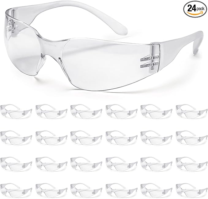 ATERET 24 Pairs Safety Glasses, Scratch Resistant Polycarbonate ANSI Z87.1 Impact Resistant Lens