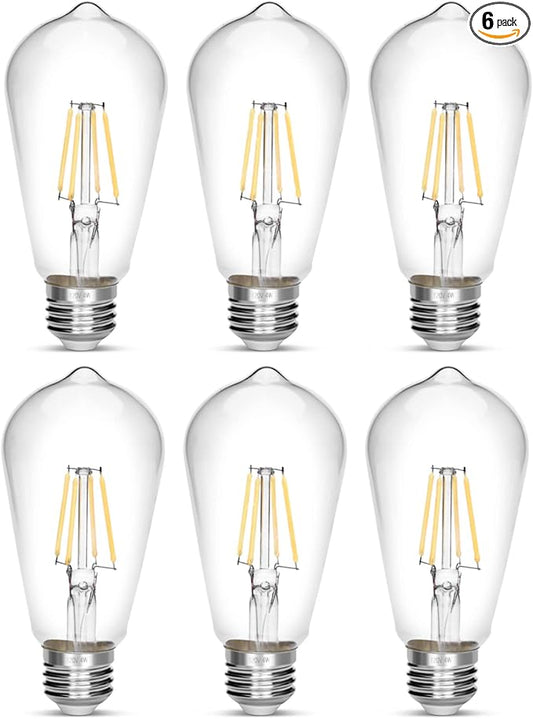 LED Edison Bulb 4W,Antique 40W Vintage Edison Bulb,E26 Light Bulb Non Dimmable Led Bulb 450 Lumens 5500K Cold White,Pack of 6