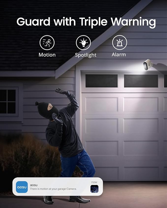 AOSU 3K/5MP Solar Add-on Cam, Requires SolarCam/WirelessCam System's Homebase, Up to 4 Cameras Can be Connected to 1 Homebase