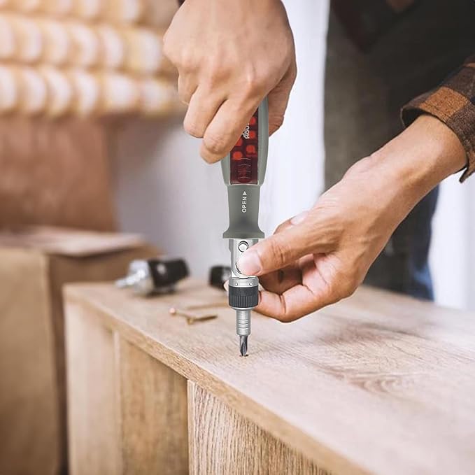 Ratcheting Screwdriver, HOUSERAN Ratcheting Screwdriver Set, 10-in-1 Multi Bit Screwdriver, 90-Degree Adjust Precision Screw Driver, Electrical and Electronics Ratchet Driver, Slotted/Philips/Torx