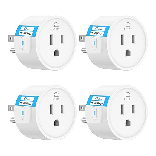 EIGHTREE Smart Plug 2025 Upgrade to 15A, Bluetooth & Wi-Fi Outlet Plug Dual Connection, Voice Control, Remote Control Outlet Timer Indoor, Smart Plugs That Work with Alexa & Google, 2.4GHz Wi-Fi Only