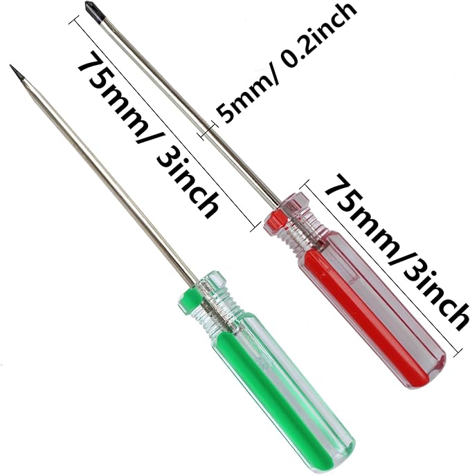 4PCS Magnetic Screwdriver Set, 5mm Magnetic Phillips & Slotted Bits Screwdriver Set, with 3 Inch Steel Shaft and Comfortable Handle for DIY Repairing, Red/Green