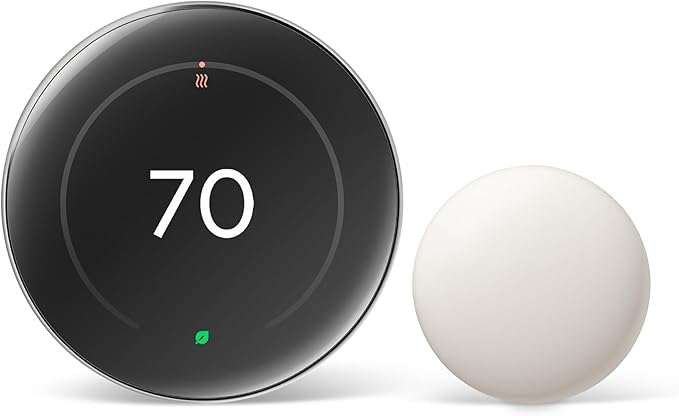 Google Nest Learning Thermostat (4th Gen, 2024) with Nest Temperature Sensor - Energy Saving Smart Thermostat - Works with Alexa, Apple HomeKit and Google Home App - Polished Silver
