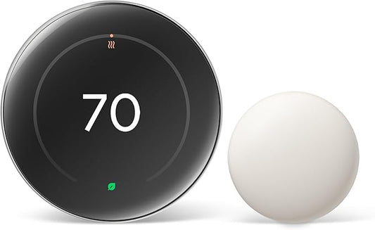 Google Nest Learning Thermostat (4th Gen, 2024) with Nest Temperature Sensor - Energy Saving Smart Thermostat - Works with Alexa, Apple HomeKit and Google Home App - Polished Silver