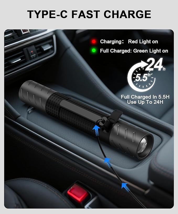 USB C Rechargeable Flashlight High Lumens-Super Bright Magnetic LED Flashlights with Screwdriver Set,Window Glass Breaker,COB Flash Light,7 Modes,Zoomable,Waterproof for Emergency Camping Car Repair