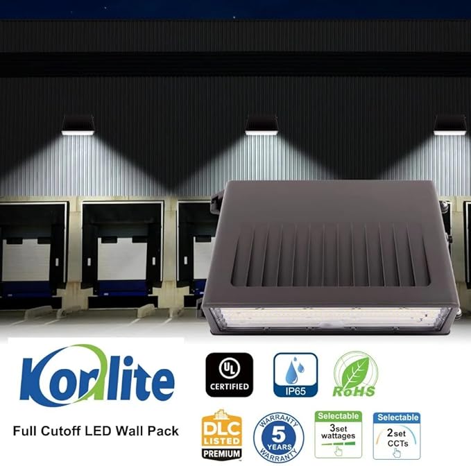 90W/63W/45W Full-Cutoff LED Wall Pack Lights, Selectable Wattage & CCT (5000K/4000K/3000K), LED Wall Light, Energy Efficient, Durable, Outdoor Commercial Wall Pack Light, 14,900LM