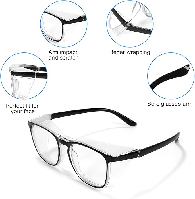 LASMEX Stylish Safety Glasses Goggles for Women Girls Anti-fog Glasses Protective Eyewear Clear Glasses