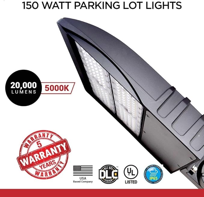 150 Watt LED NextGen Parking Lot Lights - 20,000 Lumen - 5000K - ARM Mount - Without photocell -Brown