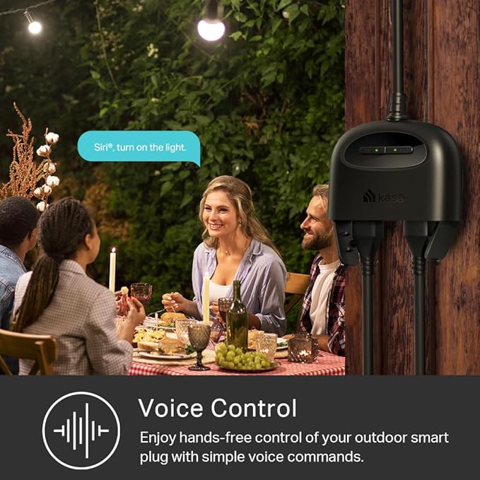 Kasa Matter Smart Outdoor Plug, Dual Outlet, IP64 Weather Resistance, Works with Apple HomeKit, Amazon Alexa, Google Home, SmartThings, 15A/1800W Max, ETL Certified, 2.4G Wi-Fi Only, EP40M