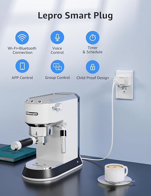 Lepro P1 Smart Plug Mini 15A, WiFi Outlet Plugs Compatible with Alexa & Google Assistant, Voice/APP Control, Timer & Group Controller, 2.4Ghz Only, ETL & FCC Certified, 2-Pack