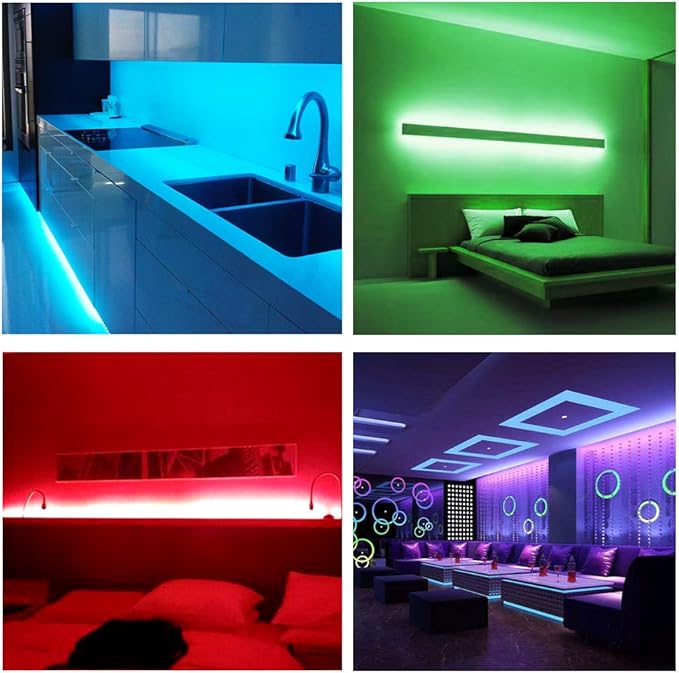 DAYBETTER LED Strip Lights 100ft RGB Lights Strip for Bedroom, Desk, Indoor Room Living Room Brithday Gifts Home Decor with Remote, 24V Power Supply