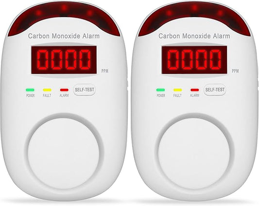 Plug-in Carbon Monoxide Detectors,Koabbit CO Level Monitoring Alarm with Light & Digital Display for Home/Kitchen/Bedroom,Accurate & Easy to Install(2 Pack)