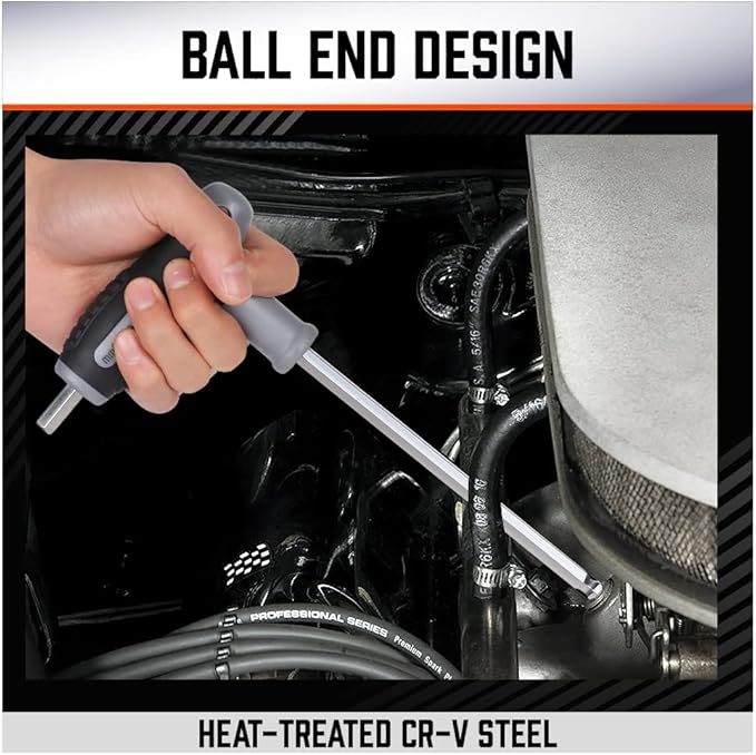 HORUSDY 18-Piece T-Handle allen wrench set, Inch/Metric Long Arm Ball End Hex Key Wrench Set, MM(1.5mm-10mm) SAE(1/16"-3/8")