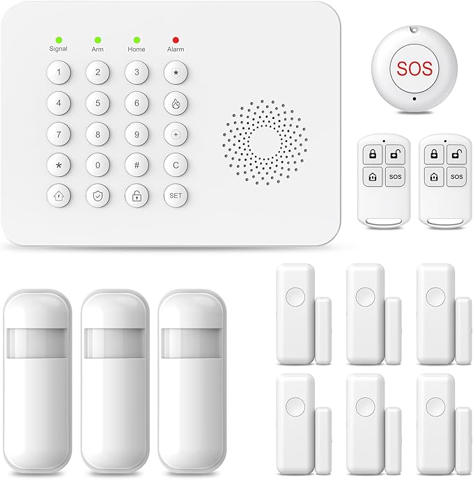 Wireless Home Alarm System,Smart Home Security System,DIY Expandable Door Alarm/Motion Sensors with 4G Call/Phone App Alert,24/7 Professional Monitoring,13 Pieces Alarm Kits For Villa,Kids Safety