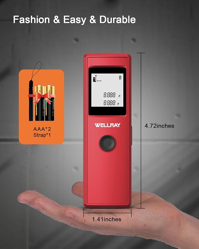 Laser Measuring Tool-165ft Range, Laser Measure with Area Volume Measurement, Portable Handheld Lazer Distance Meters for Construction & DIY