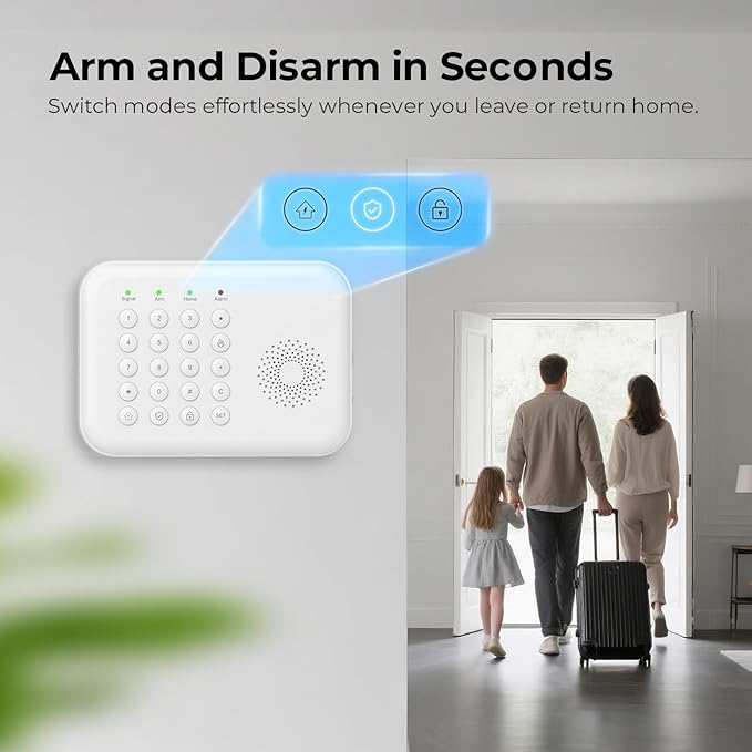 Wireless Home Security System with APP Alert, Smart 4G/WiFi Door Alarm System, Motion/Window Sensor Alarm, Compatible with Alexa