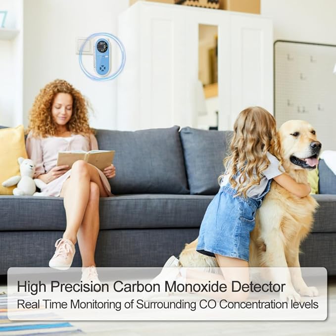 Plug in Carbon Monoxide Detectors 2 Pack, KH Alert 3-in-1 Carbon Monoxide Detector with Temperature and Humidity Sensor, Portable CO Monitor for Home/Apartment