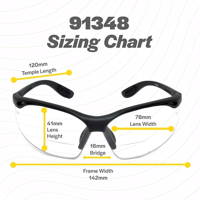 Calabria 91348 4 Pack Bulk Bifocal Safety Glasses +1.50 Clear/Grey/Copper/Yellow Men Women Eye Protection Protective Eyewear