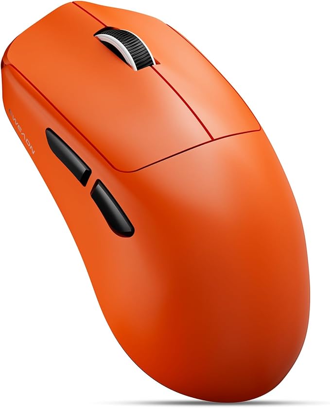 EWEADN X23Pro Wireless Gaming Mouse, 49g Lightweight Mouse, PAW3311 Sensor, 12000 DPI, 2.4G/BT5.0/USB-C Rechargeable Wireless Mouses with 6 Programmable Button, Grip tape, for Laptop/PC/Mac, Orange