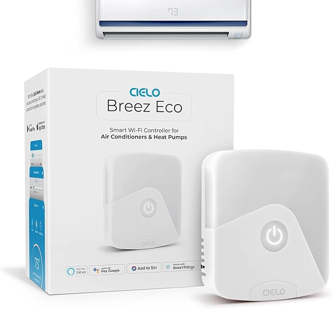 Breez Eco | Smart AC Controller for Mini Split, Window, Portable ACS | WiFi, Alexa, Google, Siri Shortcuts, SmartThings, IFTTT, Free App, NO Subscriptions | Schedules, Geofencing, Comfy (White)