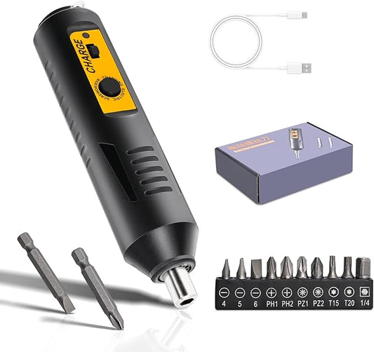 Cordless Screwdriver Rechargeable – Compact Battery Operated Electric Screw Driver with Magnetic Bits, Type-C Charging, 12 Bits & Storage Box – Small Power Screwdriver for DIY & Repairs