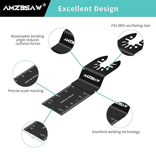 100 PCS Oscillating Tool Blades, Titanium and High Carbon Steel Saw Blades for Wood Metal and Plastic, Quick Release Multi Tool Blades Kits, Oscillating Tool Accessories Kit