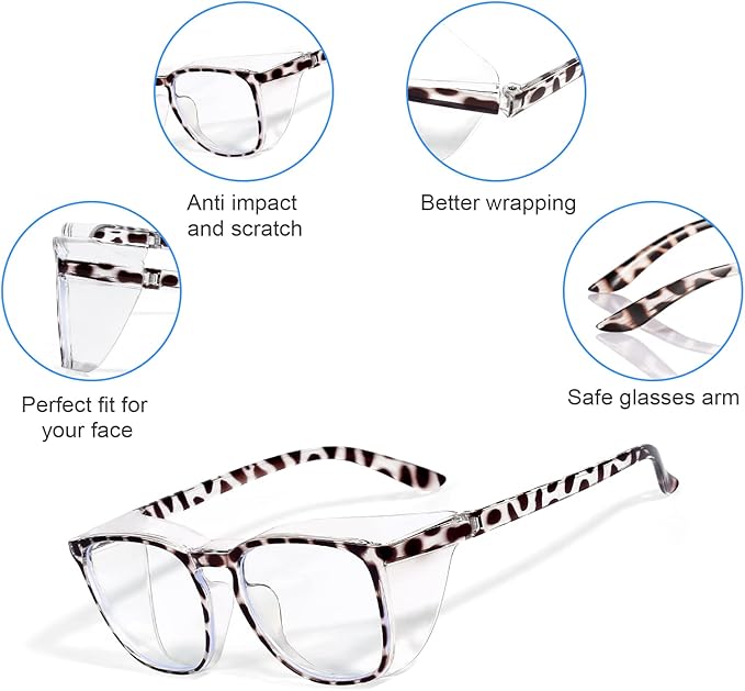 LASMEX Stylish Safety Glasses Goggles for Women Girls Anti-fog Glasses Protective Eyewear Clear Glasses