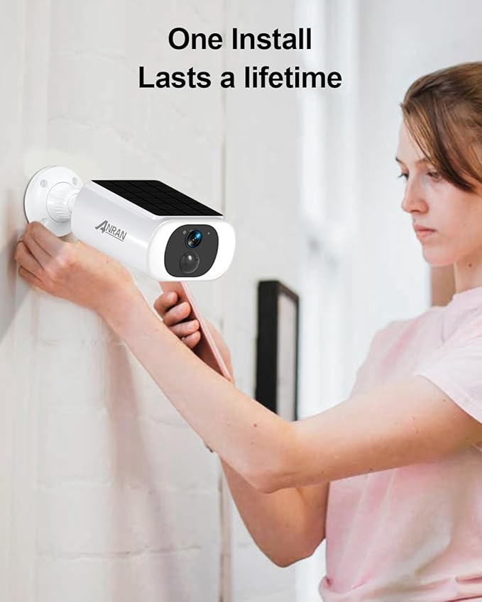 ANRAN 2K Solar Security Camera Wireless Outdoor, Forever Power with Built-in Solar Panel, WiFi Home Security Cameras, 2-Way Audio, PIR Detection, Color Night Vision, Works with Alexa, C3 2-Cam Pack
