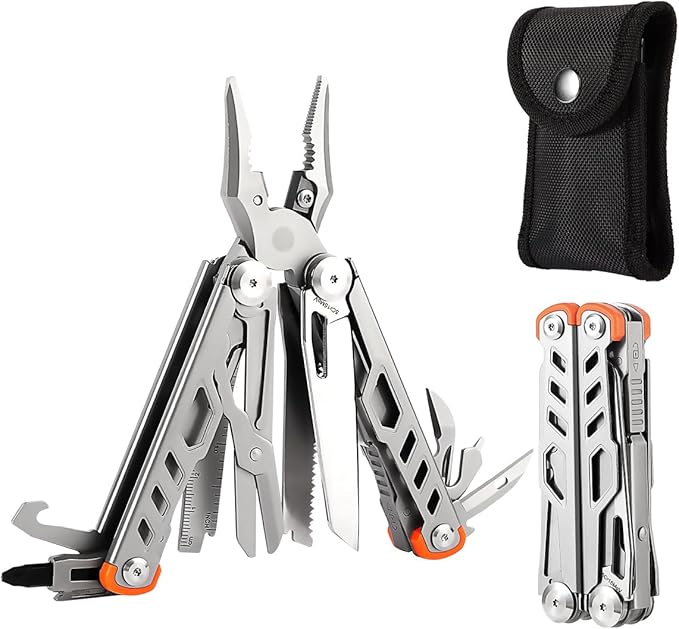 MINI Multitool Pliers,14-In-1 Survival Gear For Outdoor, Home,And Auto Repair,Birthday Christmas Gifts For Men Boyfriend Dad Husband(Grey)