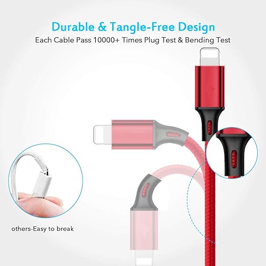 Multi Charging Cable, 4ft 2Pack Multi Phone Charger Cable Braided Universal 3 in 1 Charging Cord Extra Long Multiple USB Cable with USB C, Micro USB Port Connectors for Cell Phones and More(Red+Black)