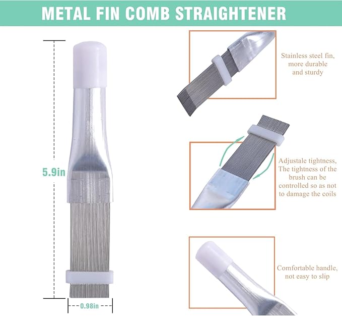 10PCS Air Conditioner Fin Comb Cleaner kit AC Coil Cleaning Brush 5 Different Fin Combs Condenser Fin Straightener AC Evaporator Comb Radiator Repair Clean Tool