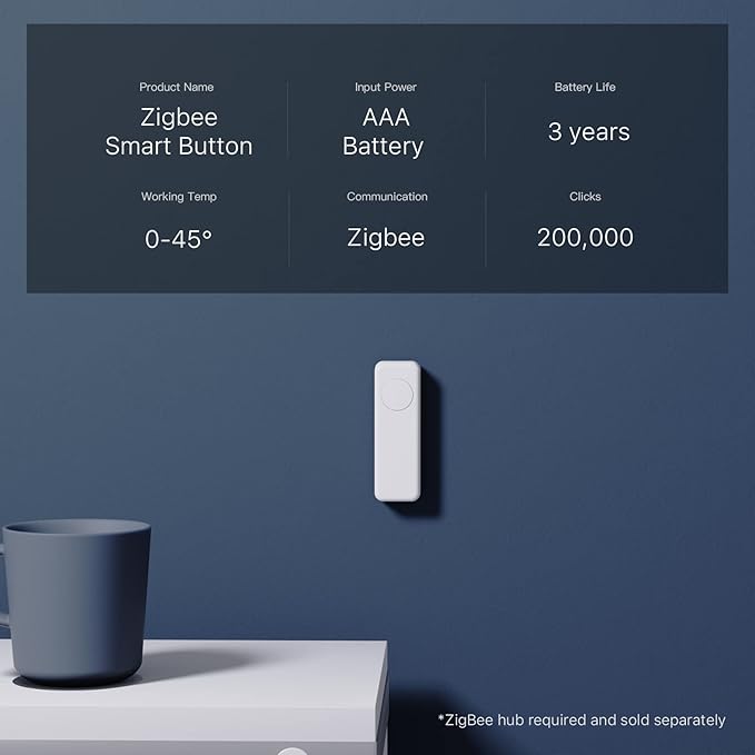 THIRDREALITY ZigBee Smart Button 3 Pack, Red Blue Yellow, 3-Way Remote Control, Require Zigbee hub, Work with SmartThings, Aeotec, Hubitat, Home Assistant, Third Reality Hub, Battery Included.
