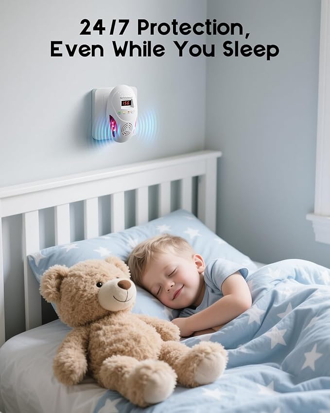 Carbon Monoxide Detectors and Natural Gas Detector, Carbon Monoxide Detectors Plug in, Dual Alarms Gas Leak Detector with Light - Natural, Co Leak Detection for Home, RV Essentials, White, 1Pcs