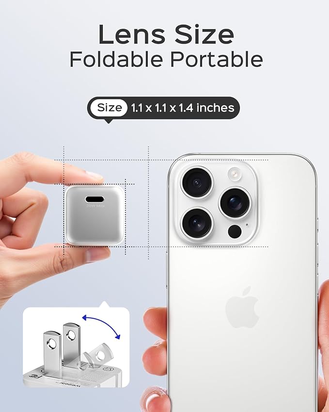 30W Compact Wall Charger, USB C Charger Block with GaN III Tech, PD3.0 PPS QC4.0 Fast Foldable Power Adapter for iPhone 16 15, Galaxy, Pixel, iPad, AirPods,MacBook Air (White, 1 Pack)