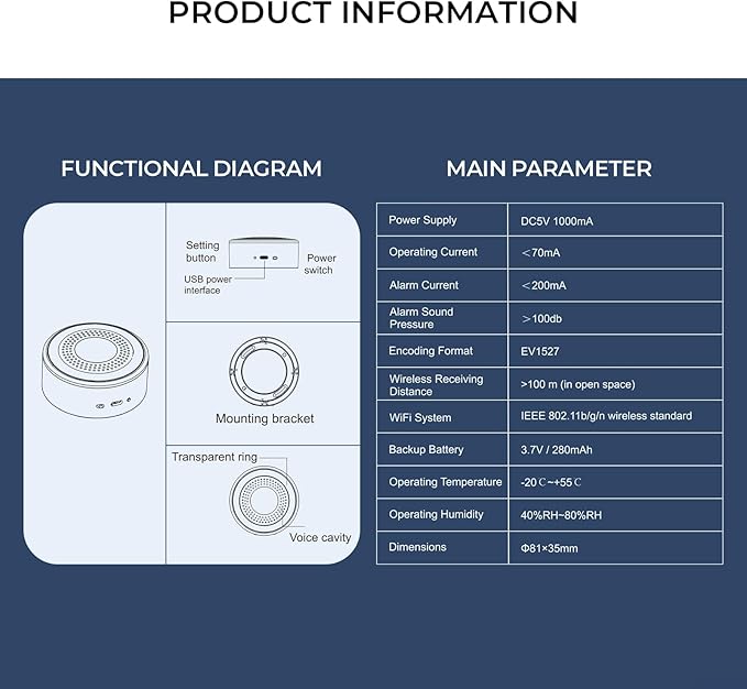 Wireless Alarm System,Smart Home Security System with Phone App Alerts,20 Piece Door Alarm Kits with Door/Motion Sensors,SOS Button,Work with Alexa for Villa,Apartment,The Elder and Kids Safety