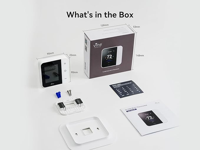 vine Smart Thermostat for House, WiFi Thermostats for Home Work with Alexa and Google Assistant, 7day x 8period Programmable, Energy Star Certified, C-Wire Required