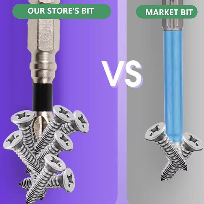 Magnetic Screwdriver Bit Set, high-magnetic screwdriver drill bit set,25 50 65 70 90 150MM Magnetic Screwdriver Bits (12)