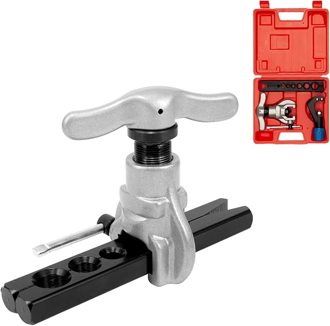 Wostore Eccentric Flaring Tools Set and Tube Cutter Kit for 7 Dies Sizes 3/16-3/4inch Refrigeration HVAC 45 Degree Heavy Duty