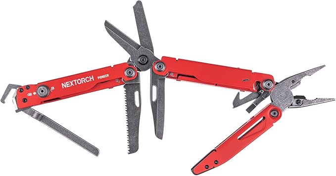 NEXTORCH PIONEER MT20 14-IN-1 Multi-tools Full-Size,Versatile Multi-tool Set with Scissors Needle Nose Pliers Pocket Clip Multi-tool (RED)