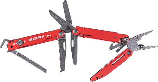 NEXTORCH PIONEER MT20 14-IN-1 Multi-tools Full-Size,Versatile Multi-tool Set with Scissors Needle Nose Pliers Pocket Clip Multi-tool (RED)
