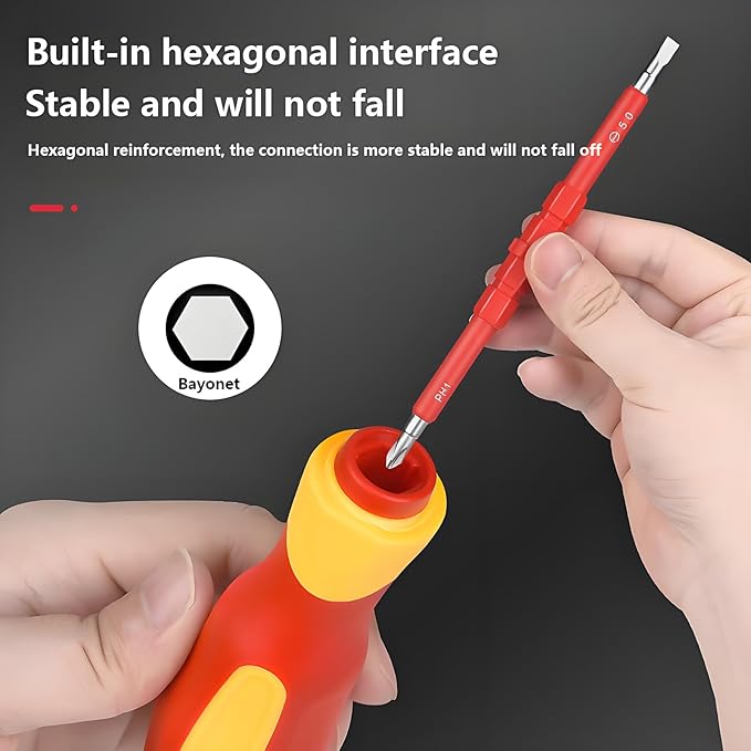 Insulated Screwdriver Set for Electricians – Ergonomic Handle, Magnetized Tips, Durable for Electrical Work, Receptacle & Outlet Screwdriver, Multi-Tool (29 in 1)