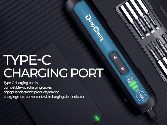 DongCheng 4V Cordless Electric Screwdriver, 2000mAh Battery Powered Rechargeable Screwdriver with 3 Torque Setting Up to 5N.m, 300RPM, Dual LED Lights, 8pcs 2-Inch Magnetic Screw Bits for Home DIY