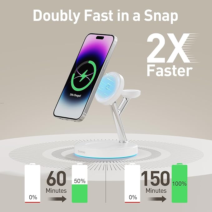 2025 3 in 1 Charging Station Compatible with Magsafe Charger Wireless Charger Stand for iPhone 16 15 14 13 12 Series Wireless Charging Station for AirPods Wireless Charging Stand for iWatch Series