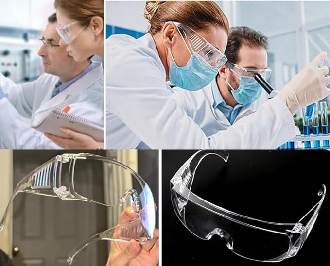 Clear Safety Glasses, Splash Proof Goggles with Anti Fog, Lab Protective Goggles, Lightweight Protective Eyewear Over Glasses Impact Scratch Resistant