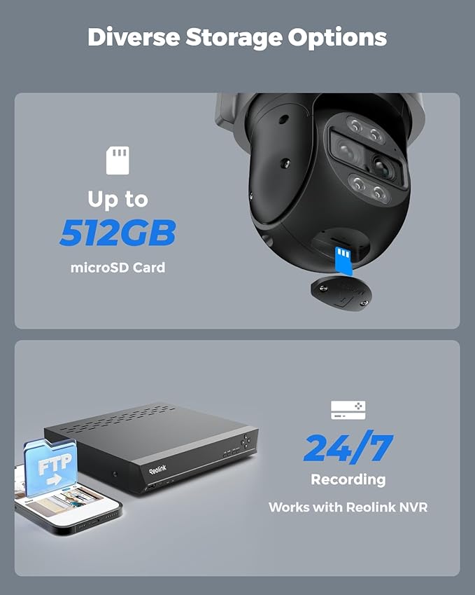 REOLINK 4K Wired WiFi Outdoor Camera, 8MP Dual Lens Security Camera, 360 PTZ Camera Auto Tracking, 2.4/5GHz Wi-Fi Smart Person/Vehicle Detection, 6X Hybrid Zoom, Color Night Vision, TrackMix WiFi