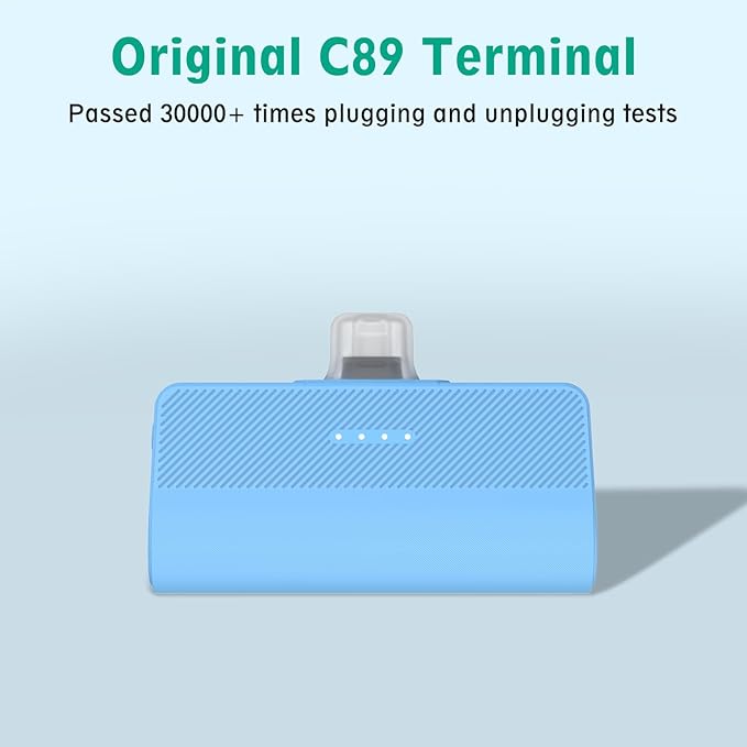 KKD Portable Charger for iPhone, Built-in MFi Certified Plug, 5000mAh Small Portable Phone Charger Power Bank for iPhone 14/13/12/11/XR/X/SE/8/7/6/6s/Pro Max/Plus,iPad,Blue