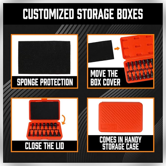HORUSDY 15-Piece Magnetic Nut Driver Set with Storage Case, Wide Size Range SAE & Metric Impact Hex Drill Bit Kit with 1/4" Quick-Change, for Mechanics, DIY, Home & Automotive Projects