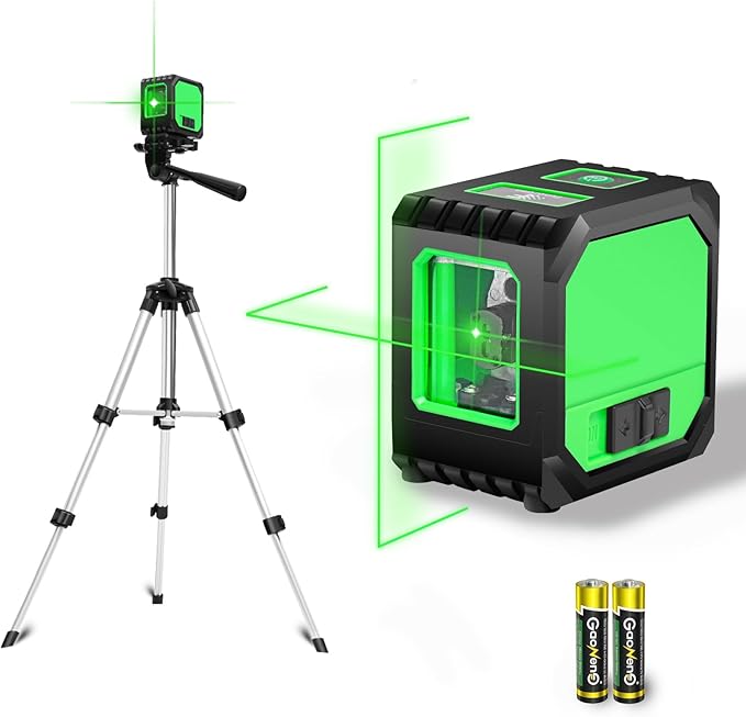 Laser level with tripod home improvement picture hanging tool,Green Cross Line Self-Leveling Floor Tile Wall Home Renovation, Battery Included,150 Ft,laserpower<1mW, Class 2 Laser output