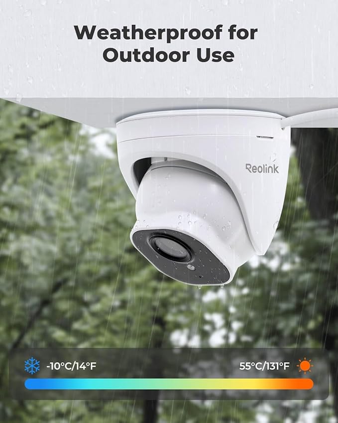 REOLINK Security Camera Outdoor, IP PoE Dome Surveillance Camera, Smart Human/Vehicle Detection, Work with Smart Home, 100ft 5MP HD IR Night Vision, Up to 512GB microSD Card, RLC-520A